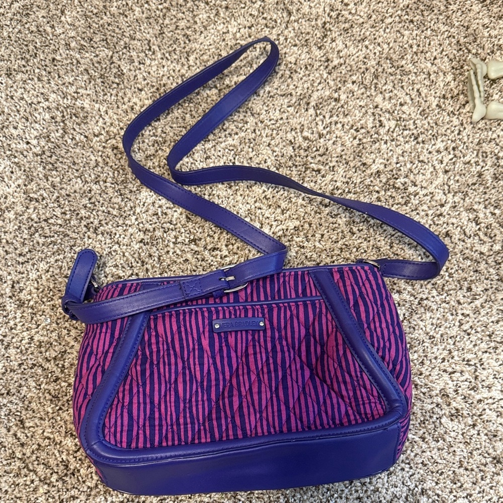 Vera Bradley Purple and Pink Stripe Crossbody Bag